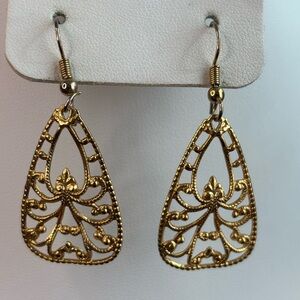 Ornate Gold Filigree Drop Earrings